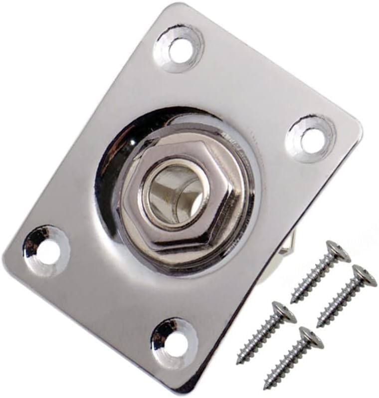 JD.Moon Square Metal 1/4 Output Jack Plate Input Jack Socket for Electric Guitar Bass (Chrome) - Image 1